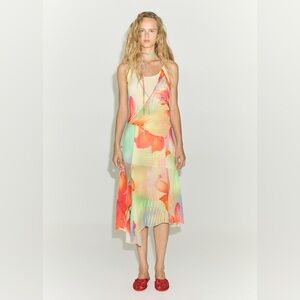 Mango printed dress with asymmetrical hem NWT